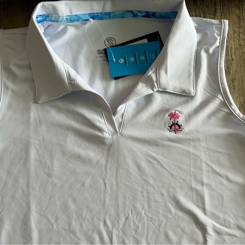 White Sleeveless Polo Top